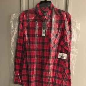 Men’s red and black plaid shirt STILL IN PACKAGING